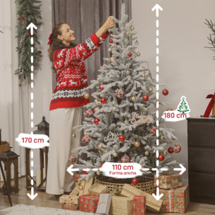 Árbol de Navidad Artificial 180 cm, Árbol de Navidad Nevado, Abeto Artificial con 1207 Ramas Articuladas, Base Plegable, Fácil de Montar, Decoración para Hogar, Oficina, Fiestas