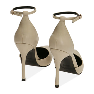 Décolleté panna con cinturino, tacco 10,5 cm