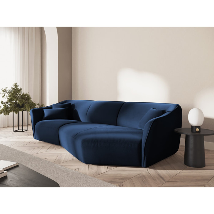 Canapé d'angle droit modulable "Tokyo" 5 places en velours bleu roi