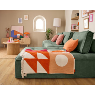 Marisol - canapé d'angle modulable 4 places - velours texturé - Vert