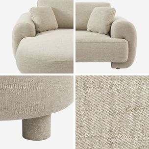 Canapé d'angle gauche 3 places tissu beige. pieds ronds L 231 x P 160 / 88 cm - Zenio