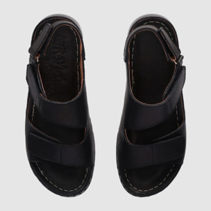 Sandalias de Piel - Negro - Tacón: 3 cm