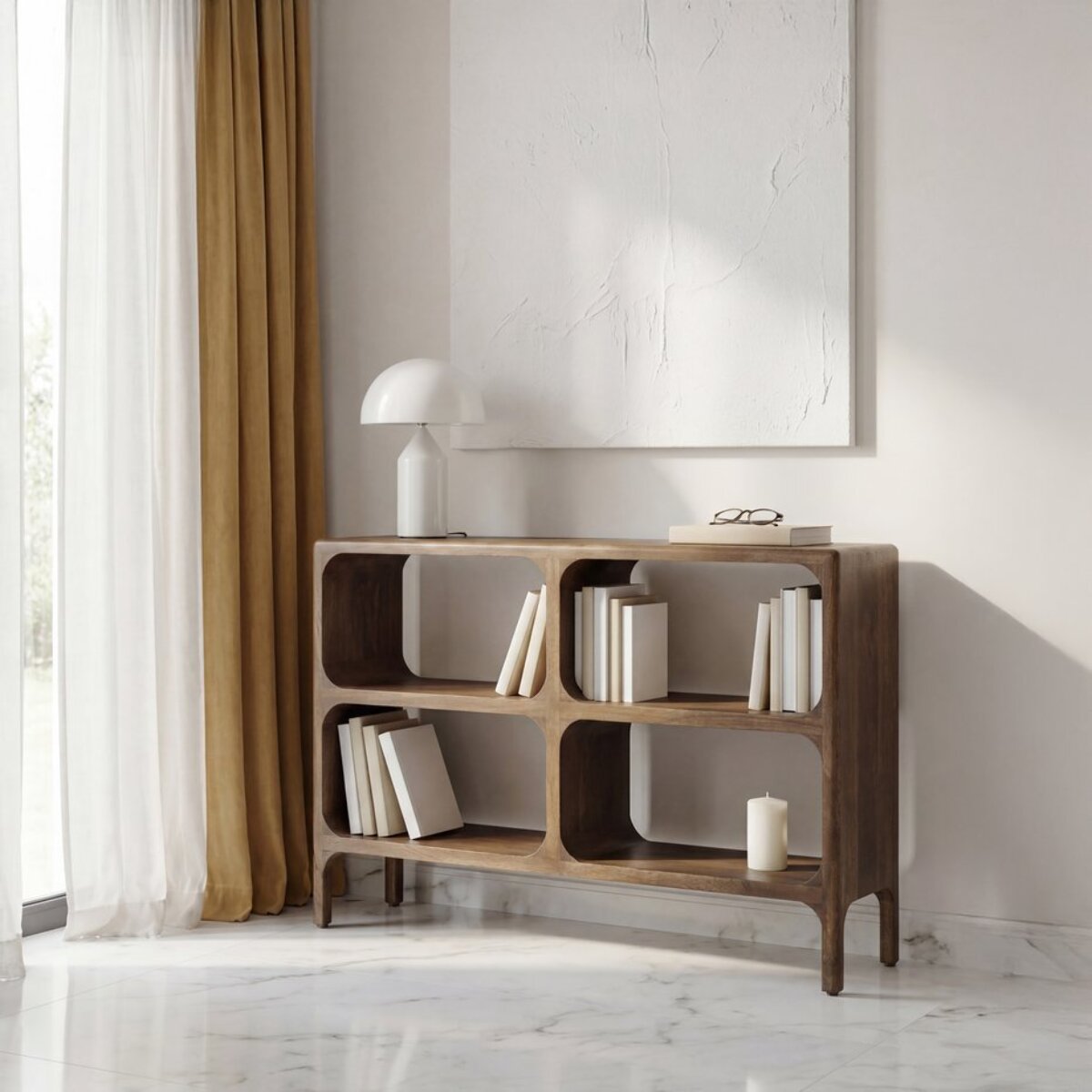 Meuble d'entrée Janna -bois massif de manguier-couleur noyer 110 x 75 x 35 cm