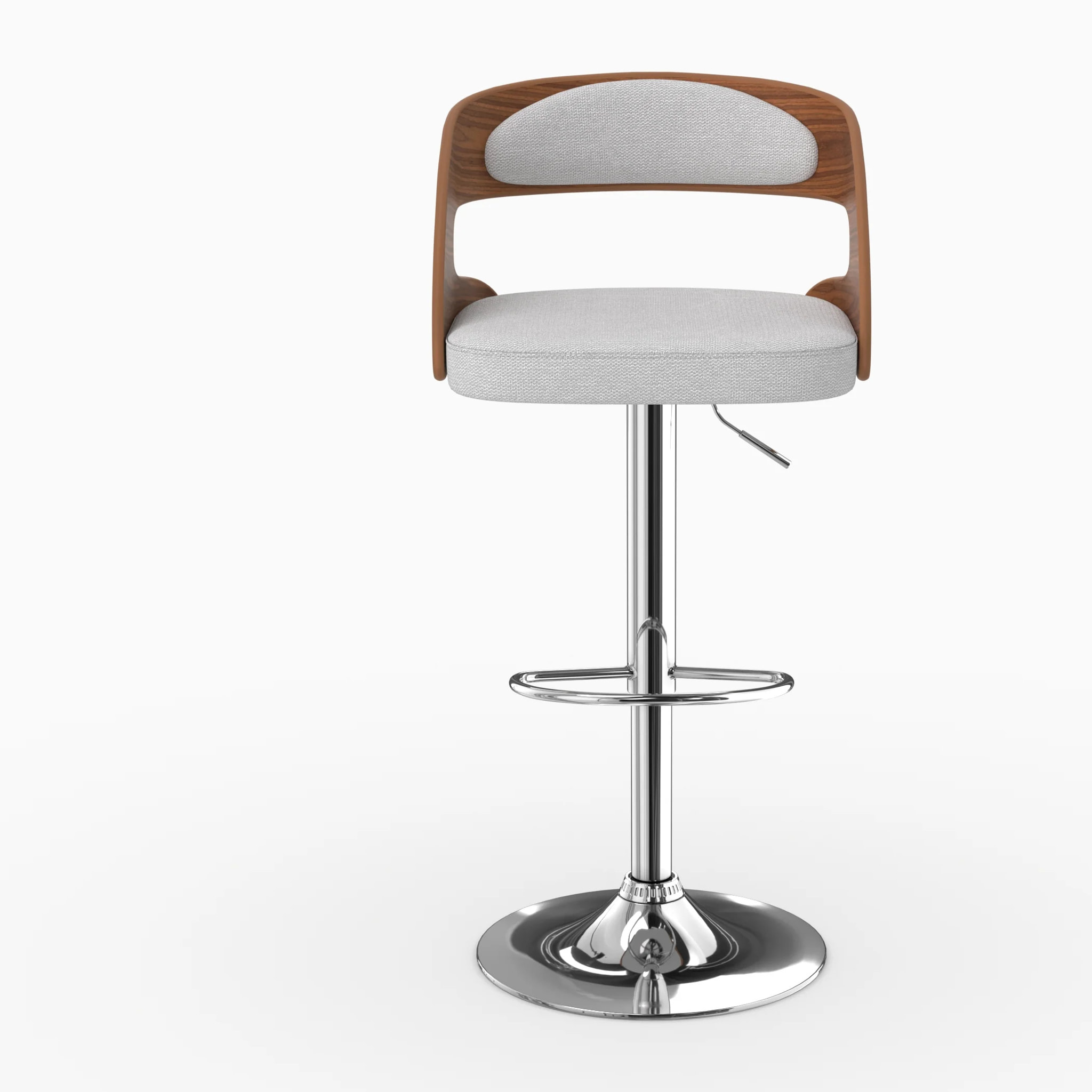 Chaise de bar réglable 62/84 cm en tissu gris clair - Louis