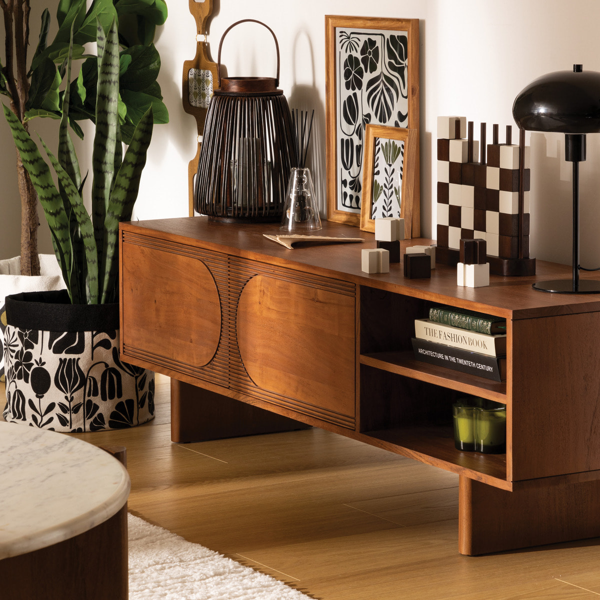 Meuble tv 2 portes "Nanda" marron 147x45,5x40cm