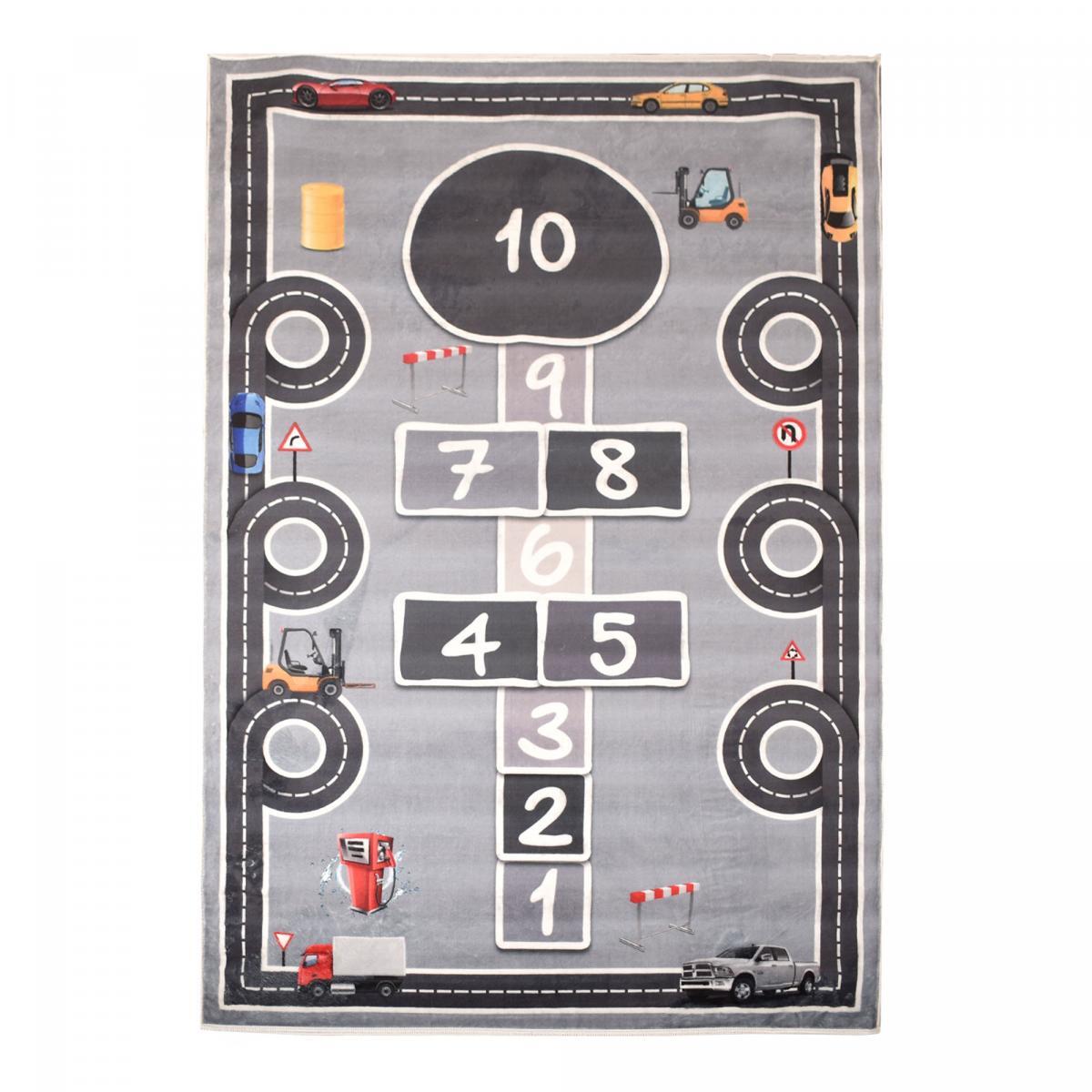 Tapis enfant 80x150 MAREL Gris, très doux et facile d'entretien