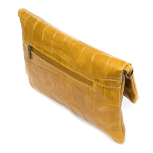 Lecce Borsa a tracolla Donna.Pelle autentica Camoscio Inciso Coccodrillo