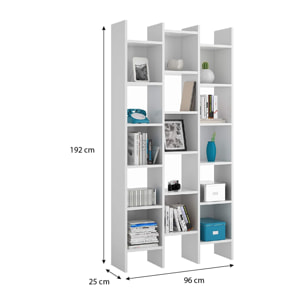 Libreria Marchina Design Cubico Scaffale Mensola Moderna Mobile per Libri con Ripiani per Soggiorno Salotto 192 x 96 x 25 cm Bianco Lucido
