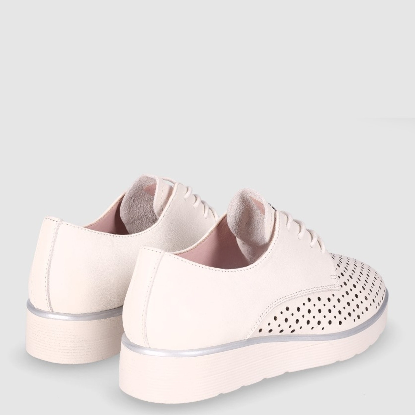Zapatos de Piel - Blanco - Tacón: 3 cm