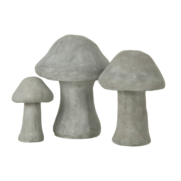 J-Line figurine Champignons - ciment - gris - 3 pièces