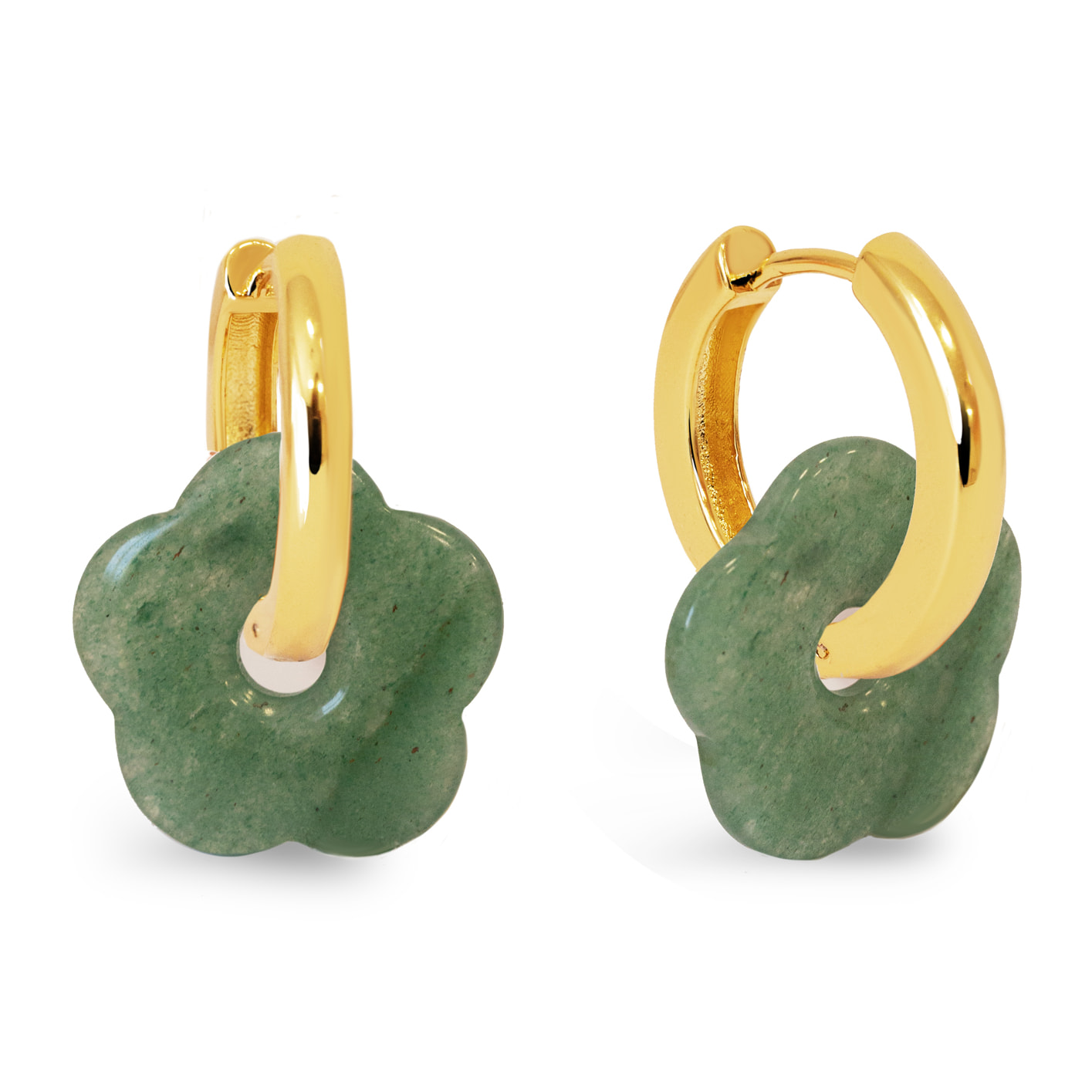 Pendientes Flor Jade Baño Oro