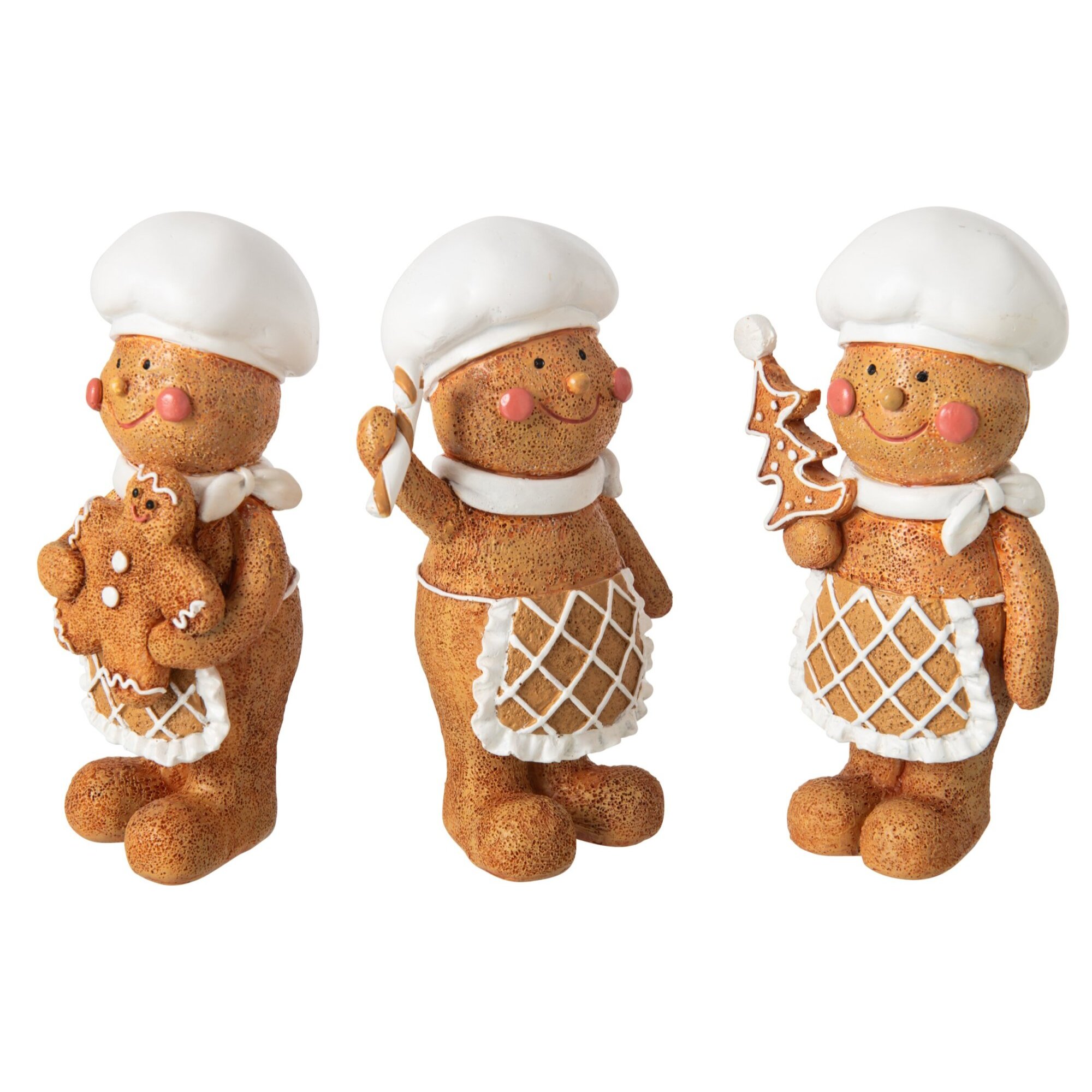 J-Line Pain d’épice cuisinant - polyrésine - beige/blanc - large - assortiment de 3