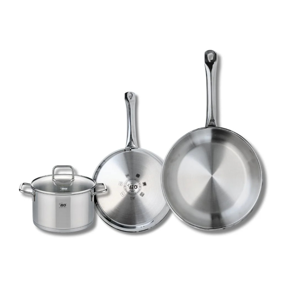 Set de 2 Poêles de cuisson 24 et 28 cm et 1 faitout 16 cm Elo Profi Citrin