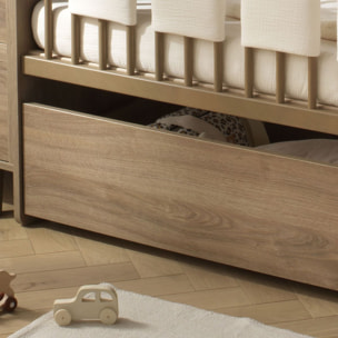 Tiroir pour lit bébé combiné évolutif décor bois chêne mokka