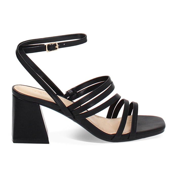 Sandalo donna nero basic, tacco largo 6,5 cm