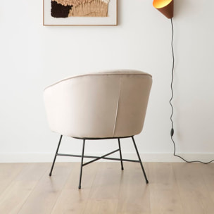 Fauteuil Sigrid -tissu et bois-couleur gris 70 x 79 x 69 cm