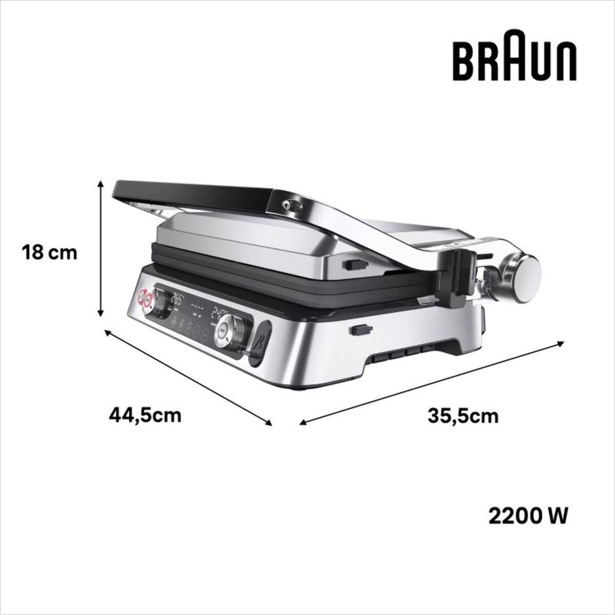 Grille-viande BRAUN CG9160 inox 2 zones de cuissson, plaques amovible, sonde, 37x23 cm