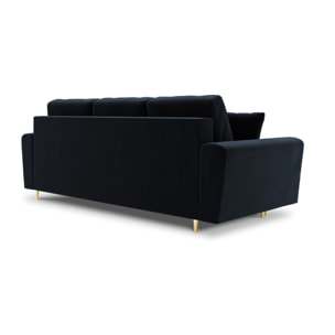 Canapé convertible avec coffre de rangement "Kyoto" 3 places en velours bleu foncé