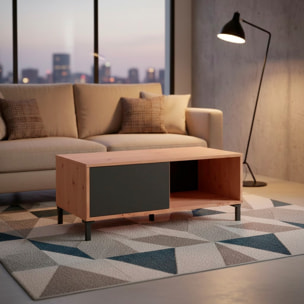 Tavolino Da Caffè Con Vano Aperto e Chiuso Tavolo Basso Design Soggiorno Salotto Arredo Casa Stile 40 x 100 x 50 cm Rovere e Grigio Antracite