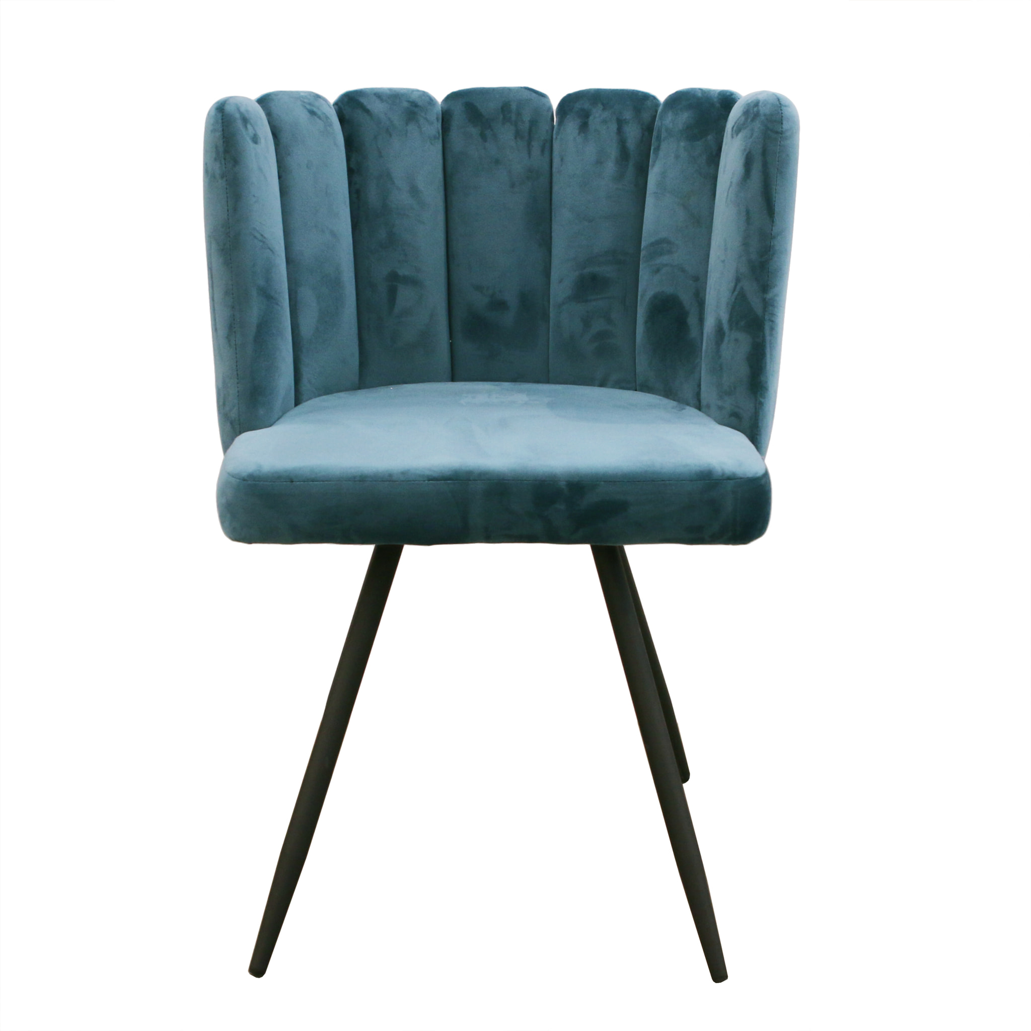 Chaise Ariel Velours Bleu Canard - Lot De 2