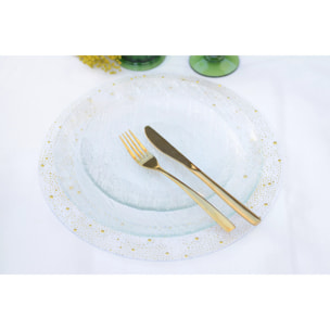 Lot de 6 Dessous d'assiette transparent avec paillette dorée
