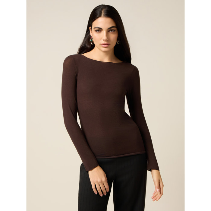 Oltre - Camiseta mezcla de cachemir - Marrón