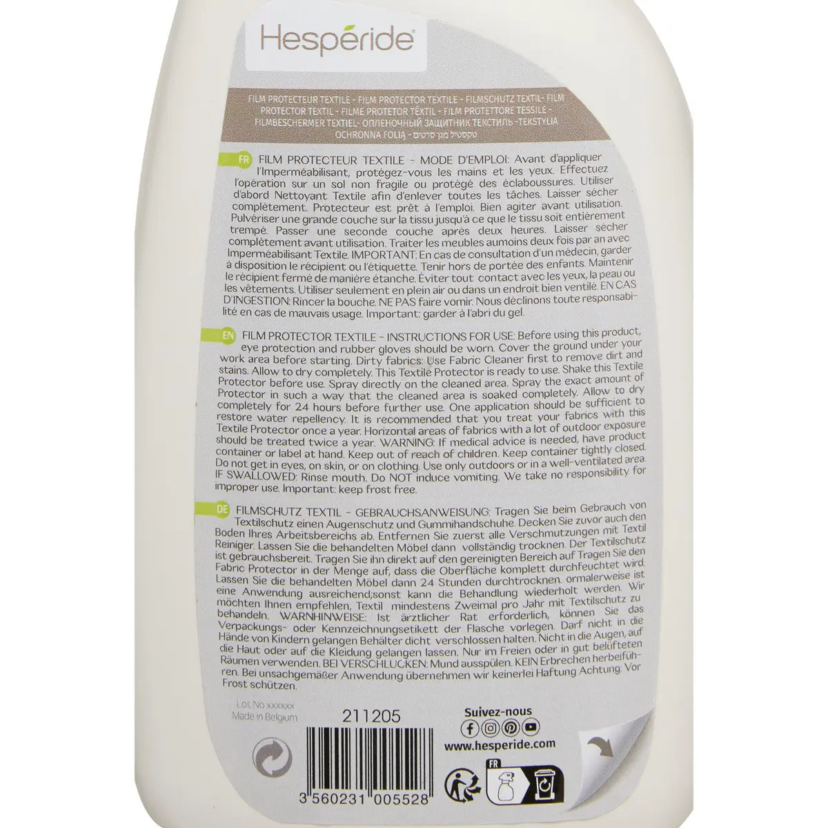 Spray imperméabilisant pour textile extérieur 75cl