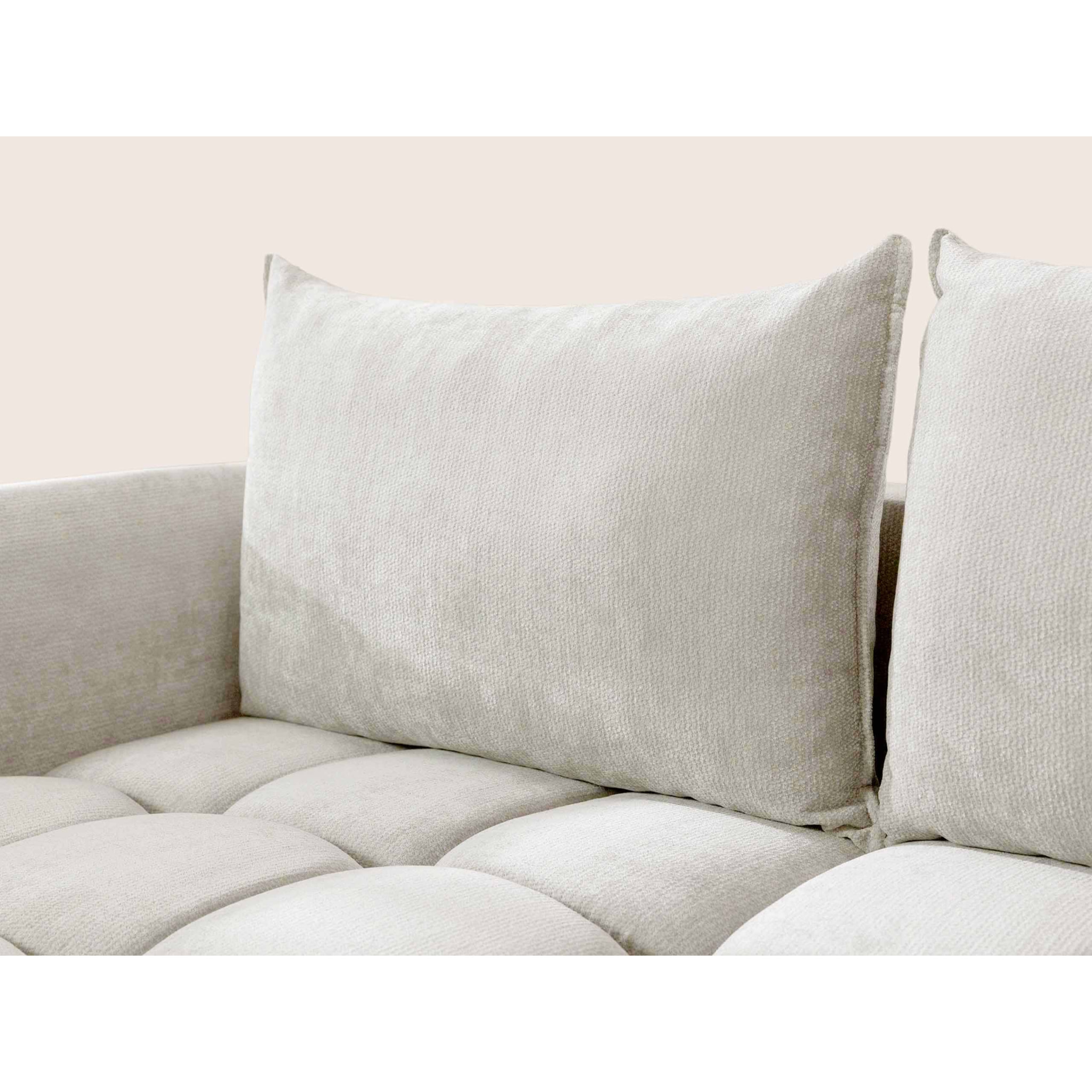 Ambroise - Canapé d'angle gauche 4 places convertible avec coffre en velours texturé - Beige