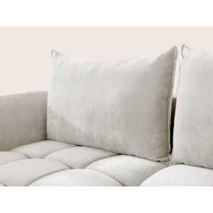 Ambroise - Canapé d'angle gauche 4 places convertible avec coffre en velours texturé - Beige
