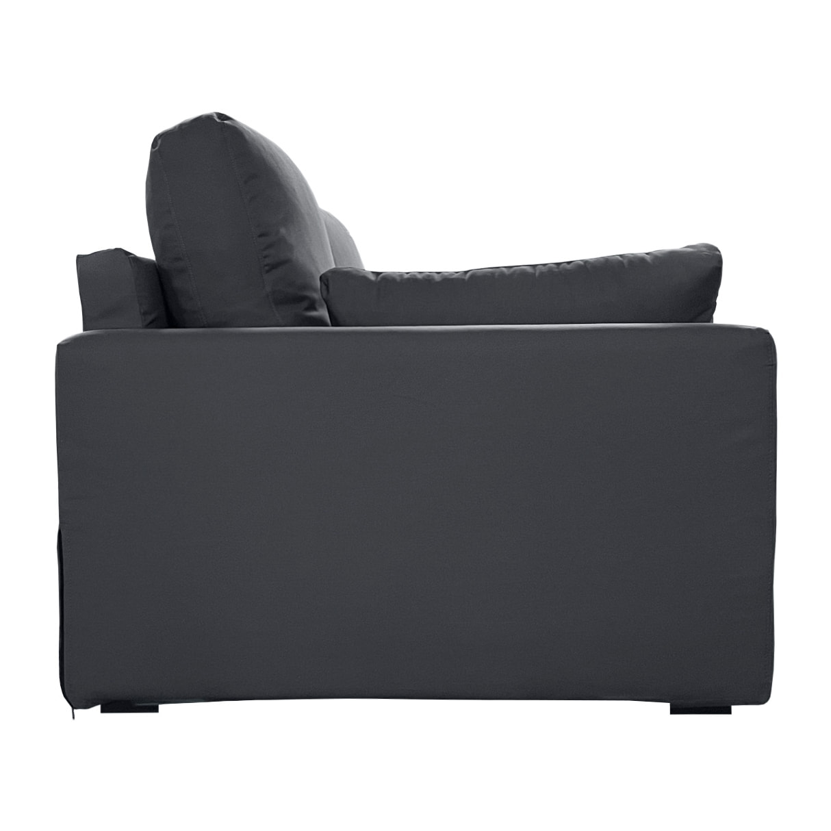 Canapé 3 pl TRESSIN 190 cm fixe tissu coton Anthracite - 100% déhoussable - Fab. France