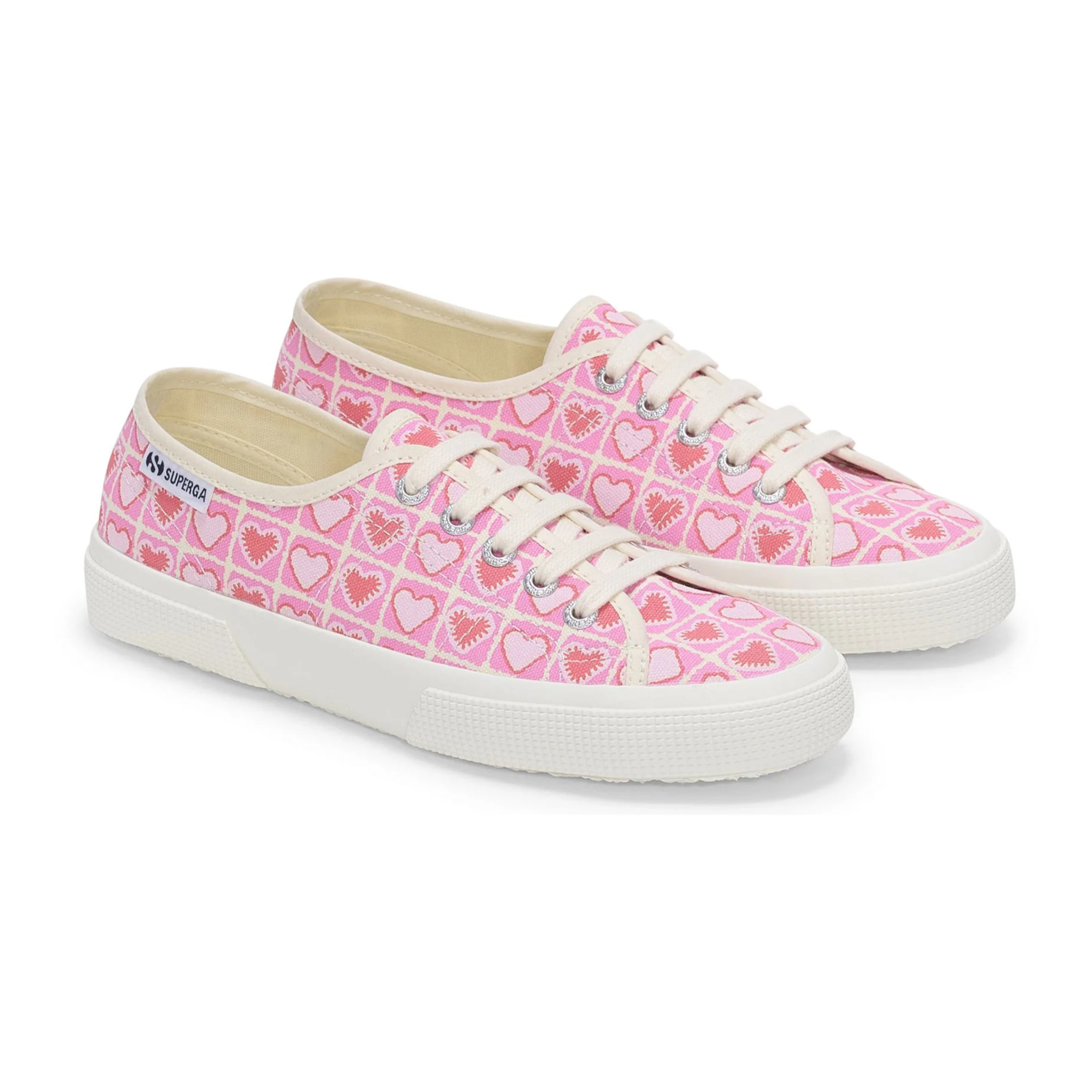 Le Superga Donna Rosa 3750 Heart Crochet Print Leggera