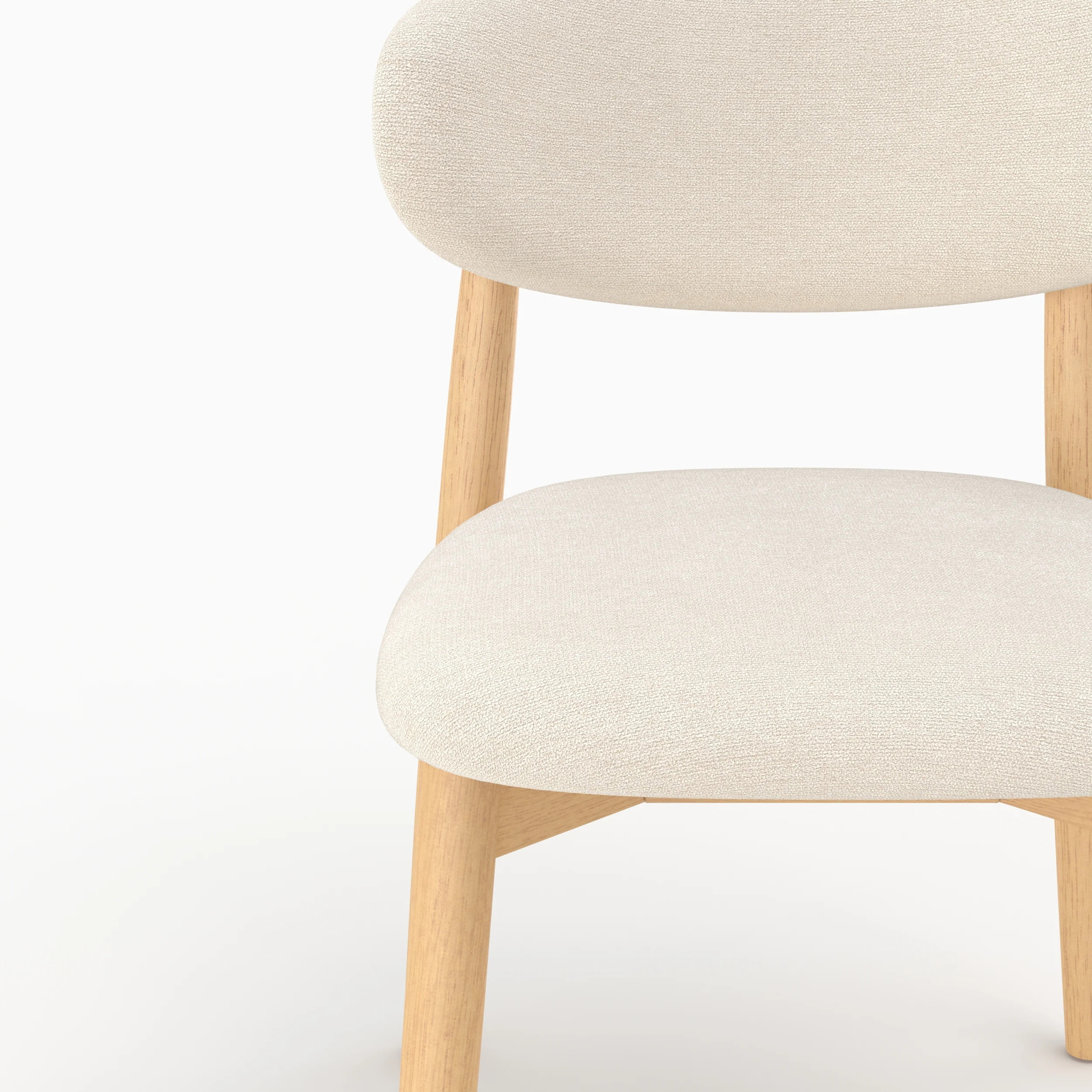 Lot de 2 chaises en tissu beige et bois d'hévéa naturel - Yuna