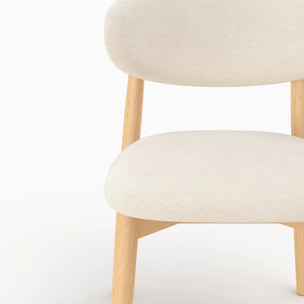 Lot de 2 chaises en tissu beige et bois d'hévéa naturel - Yuna