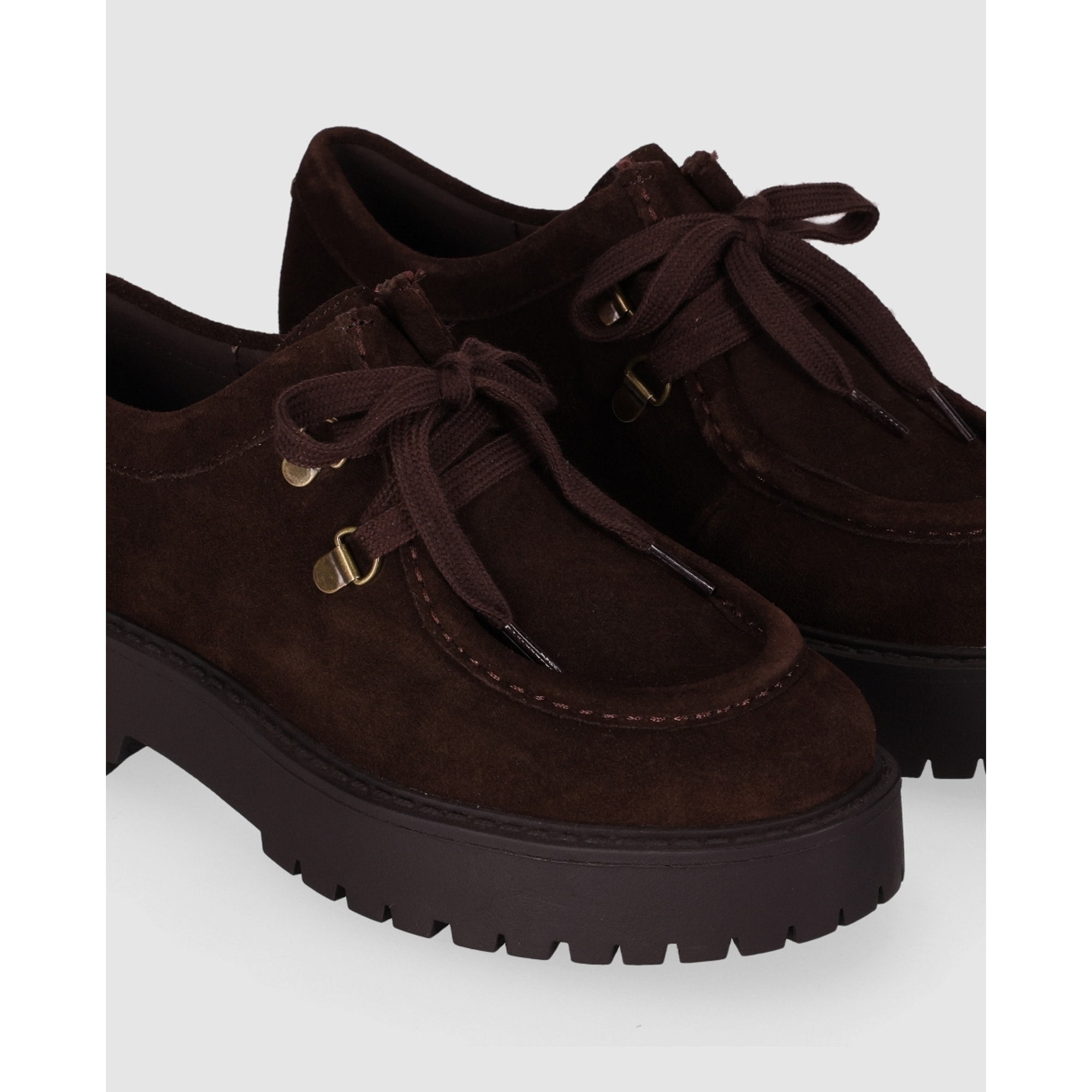 Zapatos de Piel - Marron - Tacón: Bajo