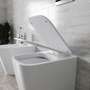Sedile WC In Legno MDF Copriwater Tavoletta Universale Rapido Montaggio Per Tutti i WC Standard Portata 150 Kg Cerniere In Ottone 44 × 36 Cm Bianco