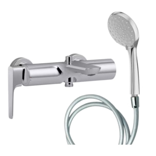 Pack mitigeur bain douche Aléo+ + douchette Awaken + flexible lisse 160 cm