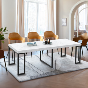 Console-table à manger extensible Glam effet marbre blanc 235cm