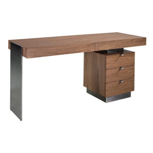 Escritorio oficina madera chapada en nogal 160x60x76cm