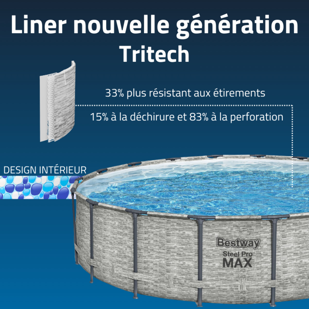 Bestway Piscine hors sol tubulaire ronde Bestway Steel Pro Max 549 x 122 cm décor pierres