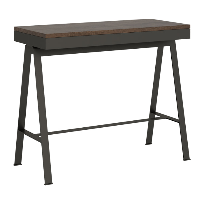 Console extensible 90x40/300 cm Banco Evolution Noyer cadre Anthracite