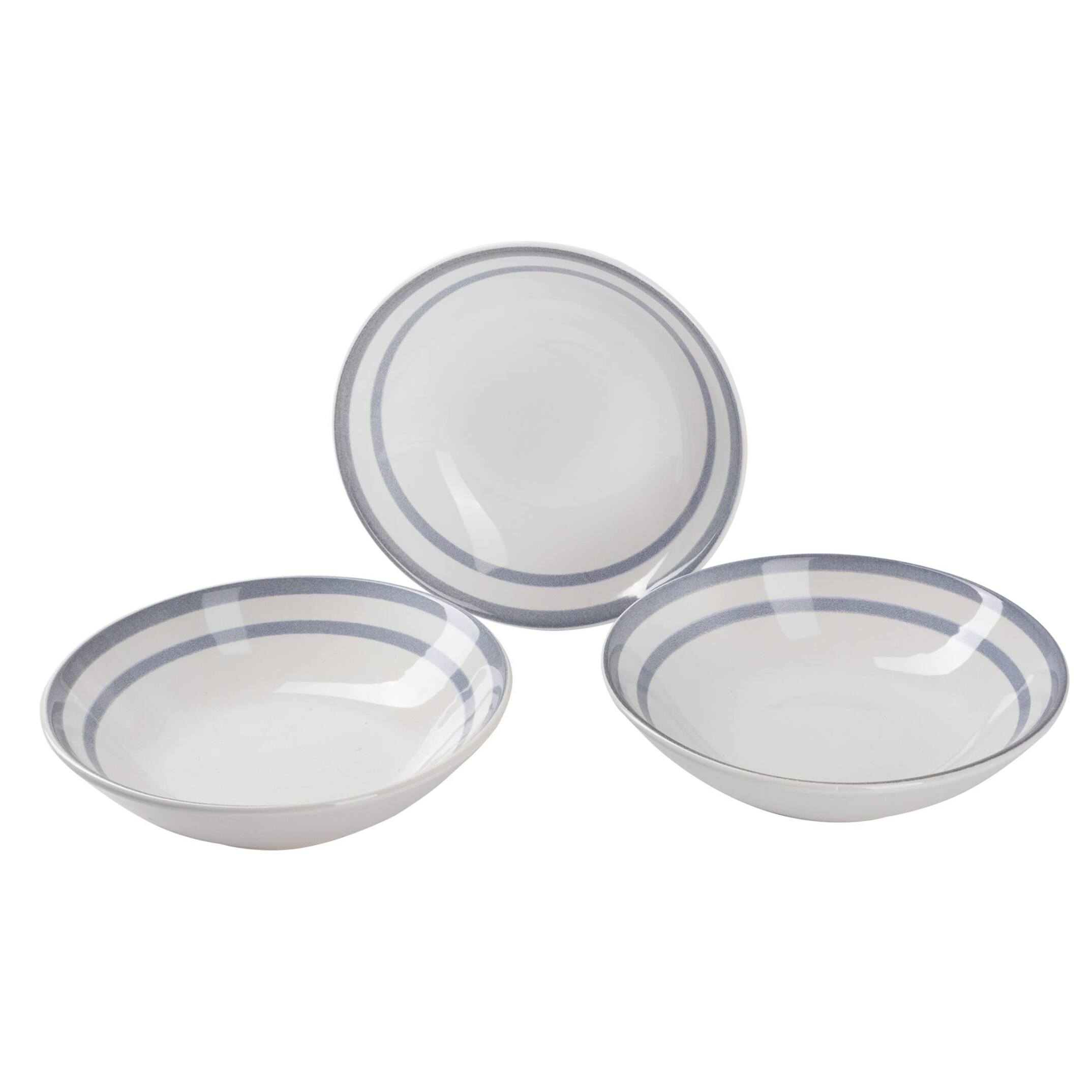 Set de 3 platos hondos ø20cm san ignacio con líneas azules