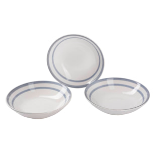 Set de 3 platos hondos ø20cm san ignacio con líneas azules