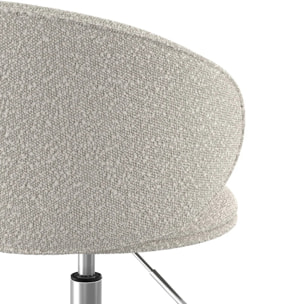 Chaise de bureau pivotante et réglable en tissu bouclé blanc - Aurore