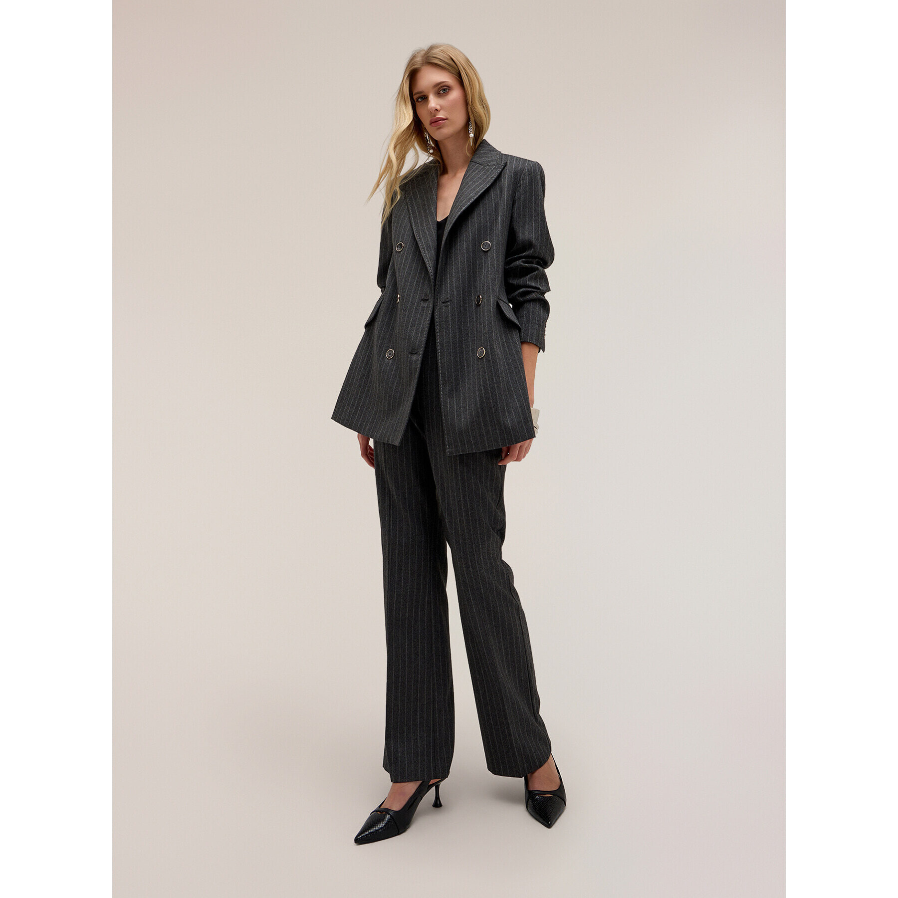 Motivi - Blazer doppiopetto gessato The Tailoring Lab - Grigio