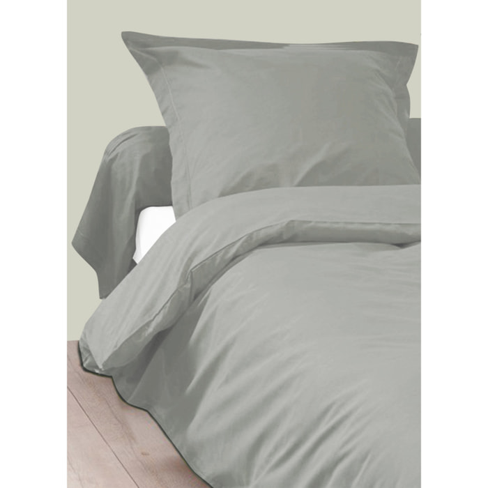 Housse de Couette Unie en 100 % Coton - Gris Galet