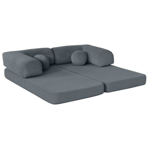 Nebula - Canapé 3 places convertible en velours texturé - Gris