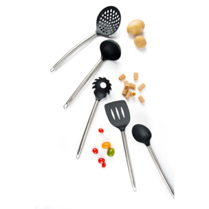 Set 5 Utensili Cucina Excelsa – Classic, Acciaio e Nylon Nero