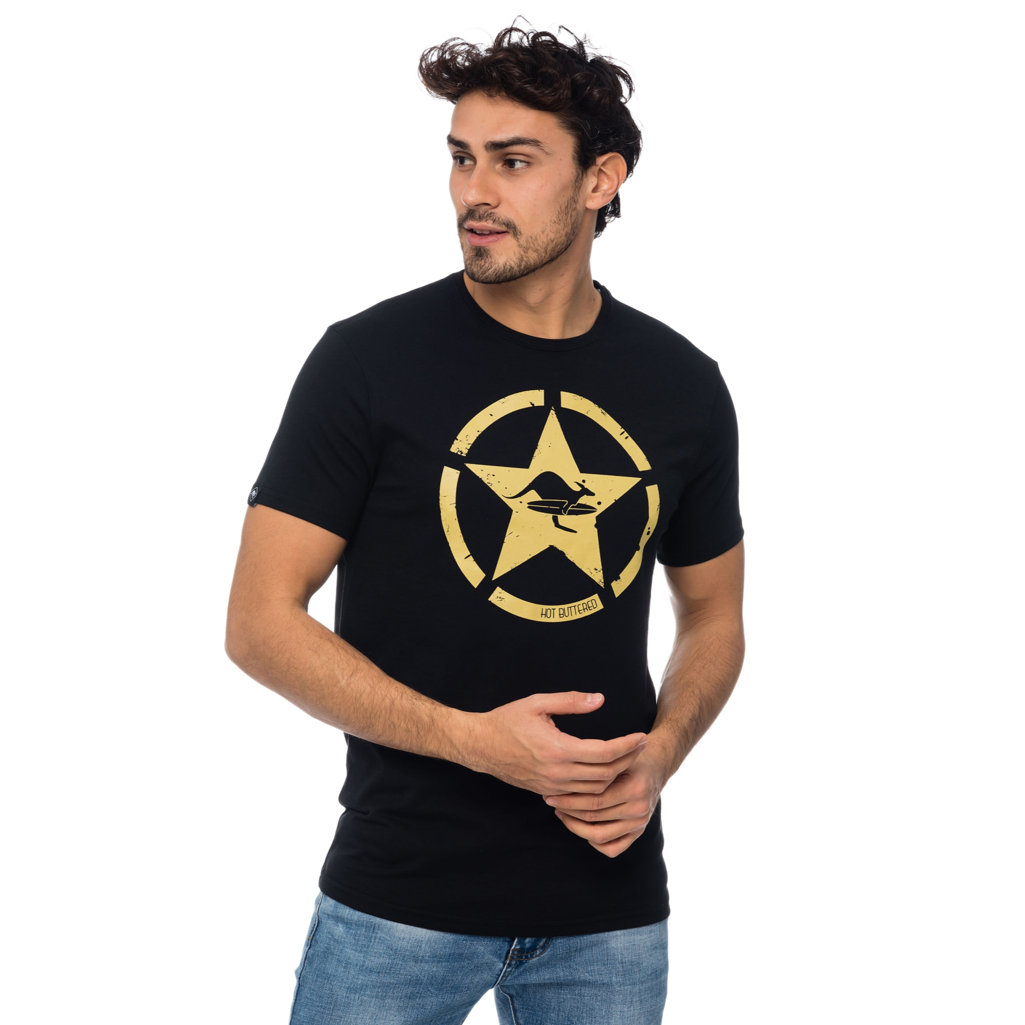Camiseta de algodón 150 gr Hot Buttered Goldenbreed Color Negro