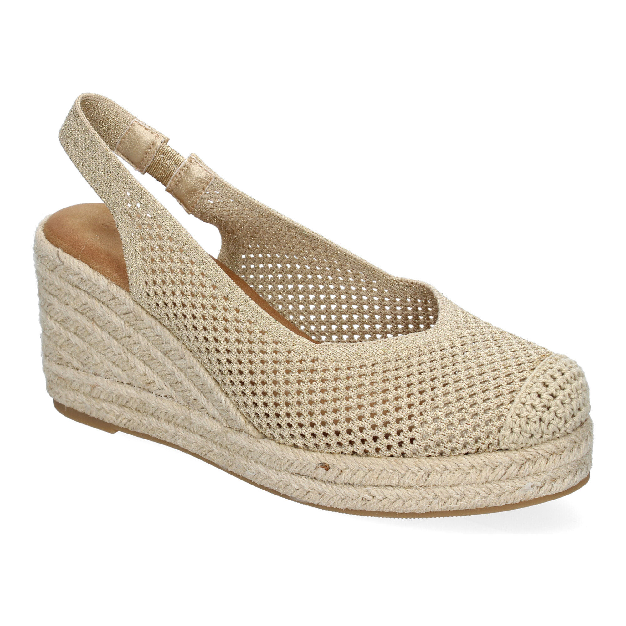 Sandalia de Mujer con Cuña de Yute, Diseño Calado, Elegante y Comodo