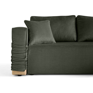 Topaze - canapé d'angle déhoussable réversible 4 places en velours - Vert